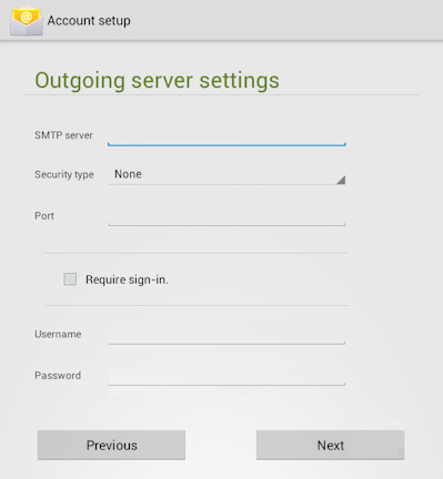 Outgoing mail server settings